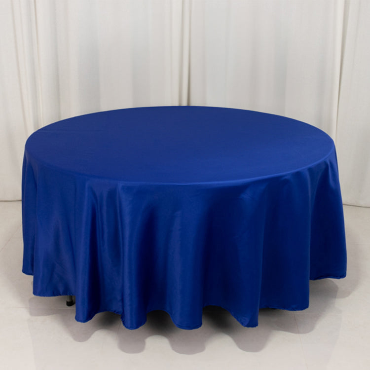 Royal Blue Seamless Lamour Satin Round Tablecloth - 108inch