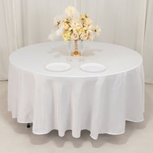 White Seamless Lamour Satin Round Tablecloth - 108inch