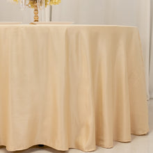 Beige Seamless Lamour Satin Round Tablecloth - 120 for 5 Foot Table With Floor-Length Drop