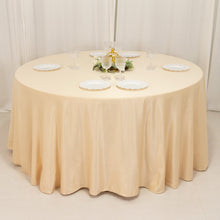 Beige Seamless Lamour Satin Round Tablecloth - 120 for 5 Foot Table With Floor-Length Drop