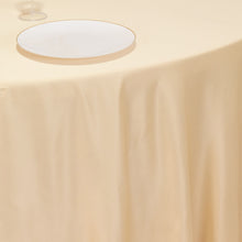 Beige Seamless Lamour Satin Round Tablecloth - 120 for 5 Foot Table With Floor-Length Drop