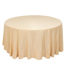 Beige Seamless Lamour Satin Round Tablecloth - 120 for 5 Foot Table With Floor-Length Drop