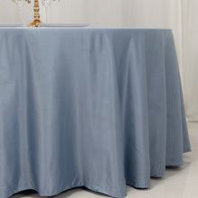 Dusty Blue Seamless Lamour Satin Round Tablecloth - 120 for 5 Foot Table With Floor-Length Drop