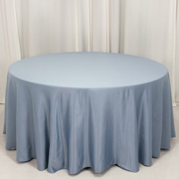 <h3 style="margin-left:0px;"><strong>Timeless Elegance with Dusty Blue Seamless Lamour Satin Round Tablecloth</strong>