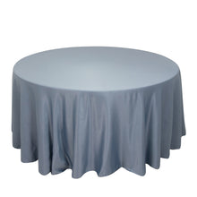 Dusty Blue Seamless Lamour Satin Round Tablecloth - 120 for 5 Foot Table With Floor-Length Drop