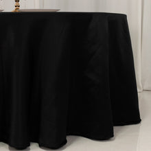 Black Seamless Lamour Satin Round Tablecloth - 120 for 5 Foot Table With Floor-Length Drop