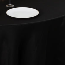 Black Seamless Lamour Satin Round Tablecloth - 120 for 5 Foot Table With Floor-Length Drop