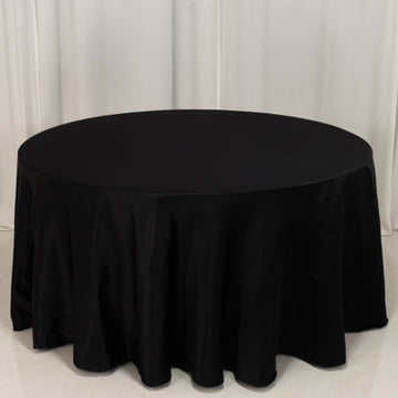 <h3 style="margin-left:0px;"><strong>Timeless Elegance with Black Seamless Lamour Satin Round Tablecloth</strong>