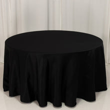 Black Seamless Lamour Satin Round Tablecloth - 120 for 5 Foot Table With Floor-Length Drop