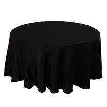 Black Seamless Lamour Satin Round Tablecloth - 120 for 5 Foot Table With Floor-Length Drop