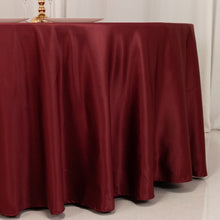 Burgundy Seamless Lamour Satin Round Tablecloth - 120 for 5 Foot Table With Floor-Length Drop