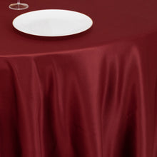 Burgundy Seamless Lamour Satin Round Tablecloth - 120 for 5 Foot Table With Floor-Length Drop