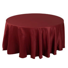 Burgundy Seamless Lamour Satin Round Tablecloth - 120 for 5 Foot Table With Floor-Length Drop