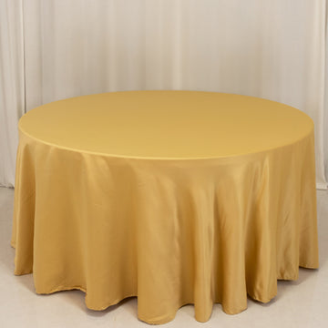 <h3 style="margin-left:0px;"><strong>Timeless Elegance with Champagne Seamless Lamour Satin Round Tablecloth</strong>