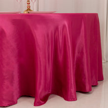 Fuchsia Seamless Lamour Satin Round Tablecloth - 120 for 5 Foot Table With Floor-Length Drop