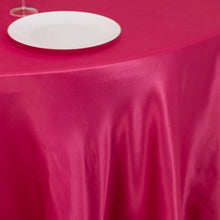 Fuchsia Seamless Lamour Satin Round Tablecloth - 120 for 5 Foot Table With Floor-Length Drop