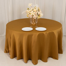 Gold Seamless Lamour Satin Round Tablecloth - 120 for 5 Foot Table With Floor-Length Drop