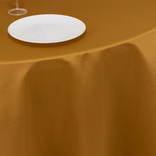 Gold Seamless Lamour Satin Round Tablecloth - 120 for 5 Foot Table With Floor-Length Drop