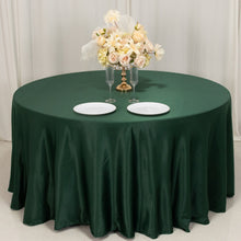 Hunter Emerald Green Seamless Lamour Satin Round Tablecloth - 120 for 5 Foot Table With Floor-Lengt