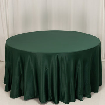 <h3 style="margin-left:0px;"><strong>Timeless Elegance with Hunter Emerald Green Seamless Lamour Satin Round Tablecloth</strong>