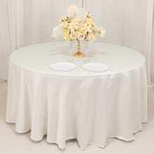 Ivory Seamless Lamour Satin Round Tablecloth - 120 for 5 Foot Table With Floor-Length Drop