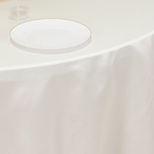 Ivory Seamless Lamour Satin Round Tablecloth - 120 for 5 Foot Table With Floor-Length Drop