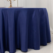 Navy Blue Seamless Lamour Satin Round Tablecloth - 120 for 5 Foot Table With Floor-Length Drop