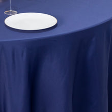 Navy Blue Seamless Lamour Satin Round Tablecloth - 120 for 5 Foot Table With Floor-Length Drop