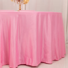 Pink Seamless Lamour Satin Round Tablecloth - 120 for 5 Foot Table With Floor-Length Drop