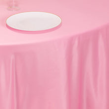 Pink Seamless Lamour Satin Round Tablecloth - 120 for 5 Foot Table With Floor-Length Drop