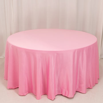 <h3 style="margin-left:0px;"><strong>Timeless Elegance with Pink Seamless Lamour Satin Round Tablecloth</strong>