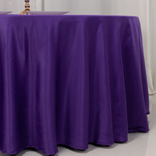 Purple Seamless Lamour Satin Round Tablecloth - 120inch for 5 Foot Table With Floor-Length Drop