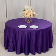 Purple Seamless Lamour Satin Round Tablecloth - 120inch for 5 Foot Table With Floor-Length Drop