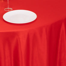 Red Seamless Lamour Satin Round Tablecloth - 120inch for 5 Foot Table With Floor-Length Drop