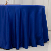 Royal Blue Seamless Lamour Satin Round Tablecloth - 120 for 5 Foot Table With Floor-Length Drop