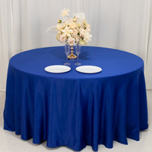 Royal Blue Seamless Lamour Satin Round Tablecloth - 120 for 5 Foot Table With Floor-Length Drop