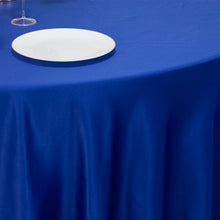 Royal Blue Seamless Lamour Satin Round Tablecloth - 120 for 5 Foot Table With Floor-Length Drop