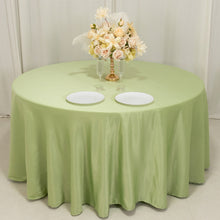 Sage Green Seamless Lamour Satin Round Tablecloth - 120inch for 5 Foot Table With Floor-Length