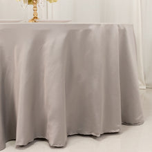 Silver Seamless Lamour Satin Round Tablecloth - 120inch for 5 Foot Table With Floor-Length