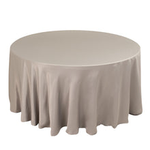 Silver Seamless Lamour Satin Round Tablecloth - 120inch for 5 Foot Table With Floor-Length