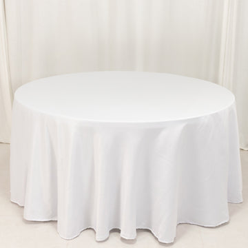 <h3 style="margin-left:0px;"><strong>Timeless Elegance with White Seamless Lamour Satin Round Tablecloth</strong>