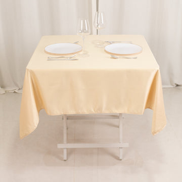 <h3 style="margin-left:0px;"><strong>Exquisite Beige Lamour Satin Tablecloth – 54”</strong>