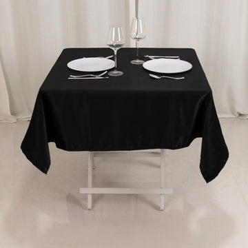 <h3 style="margin-left:0px;"><strong>Exquisite Black Lamour Satin Tablecloth – 54”</strong>