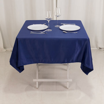 <h3 style="margin-left:0px;"><strong>Exquisite Navy Blue Lamour Satin Tablecloth – 54”</strong>