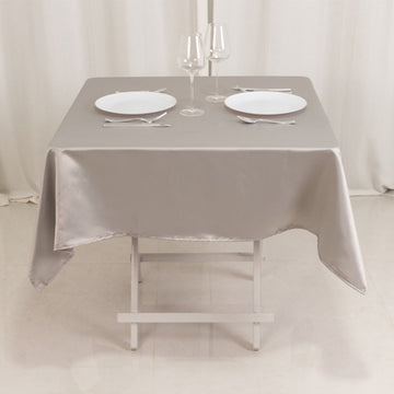 <h3 style="margin-left:0px;"><strong>Exquisite Silver Lamour Satin Tablecloth – 54”</strong>