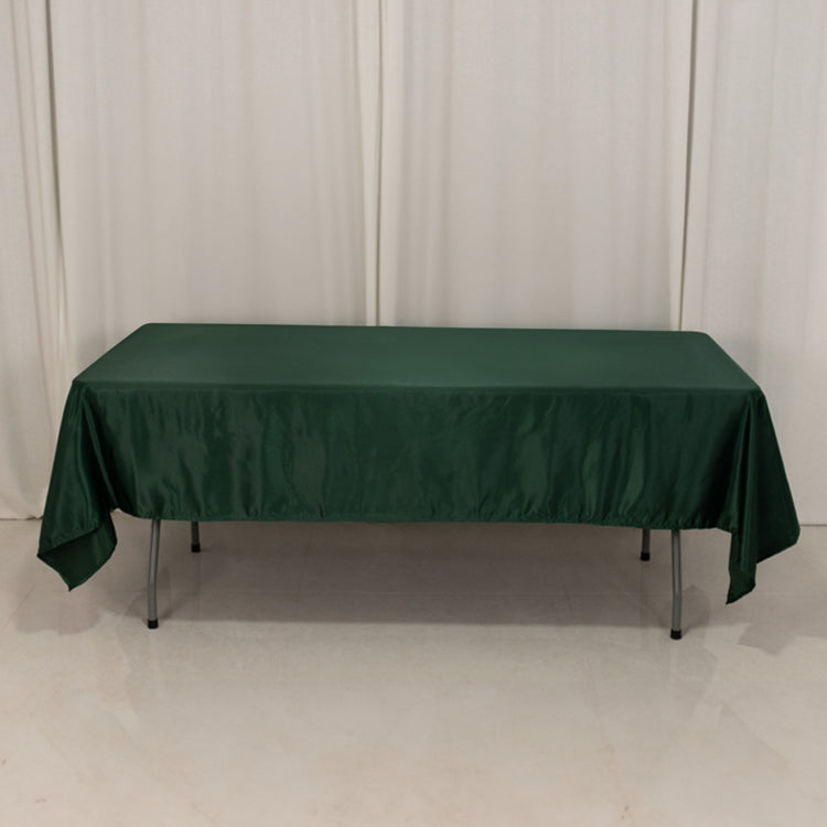 Hunter Emerald Green Seamless Lamour Satin Rectangle Tablecloth - 60x102inch