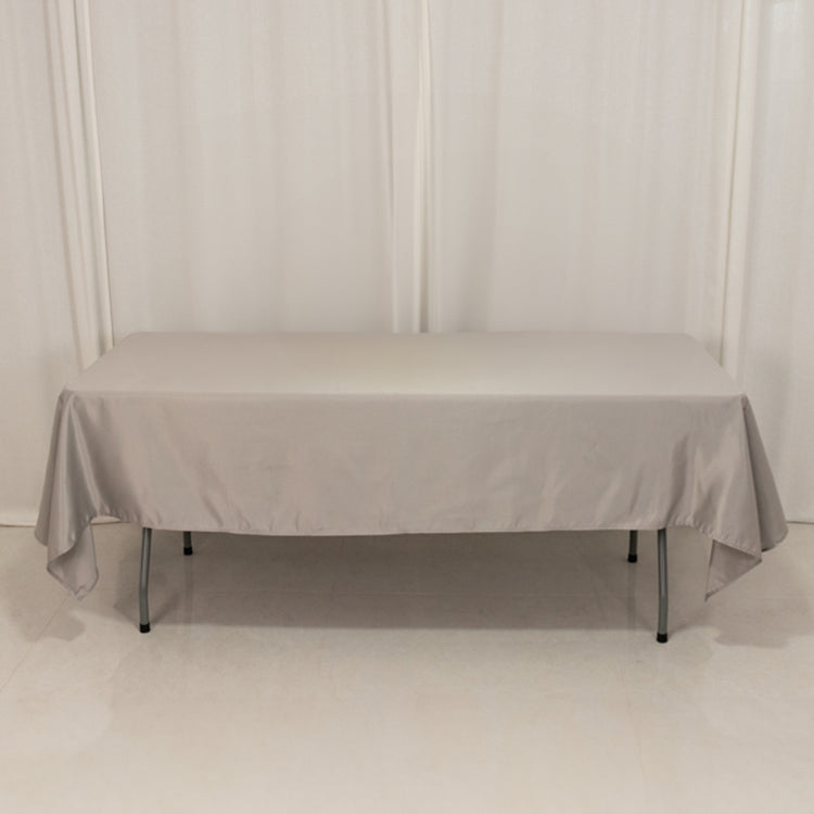 Silver Seamless Lamour Satin Rectangle Tablecloth - 60x102inch