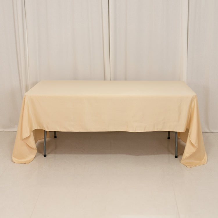 Beige Seamless Lamour Satin Rectangle Tablecloth - 60x126inch