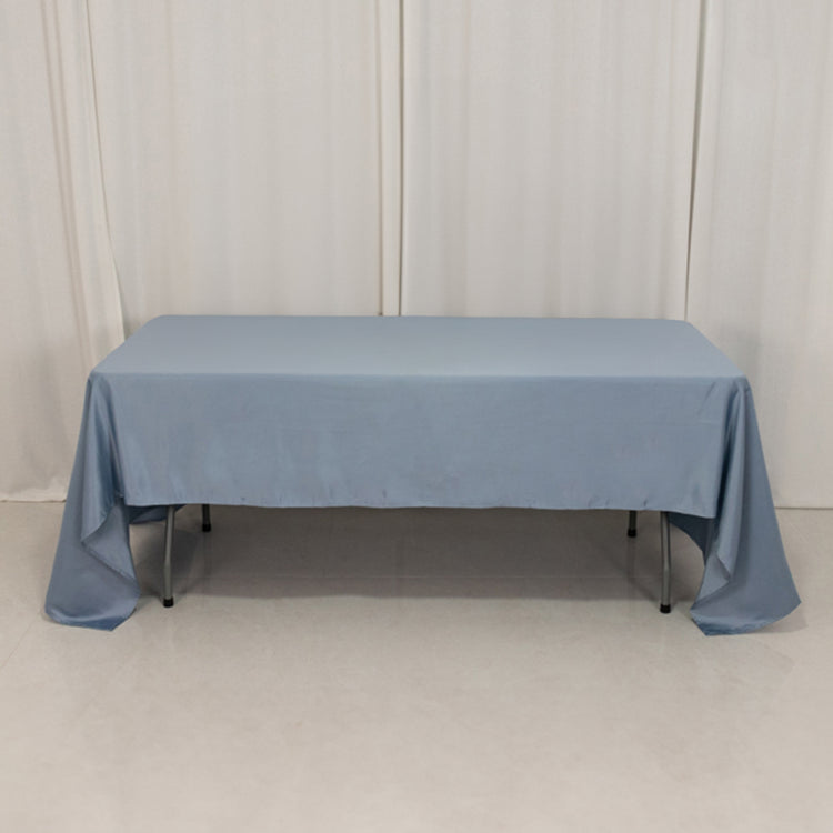 Dusty Blue Seamless Lamour Satin Rectangle Tablecloth - 60x126inch