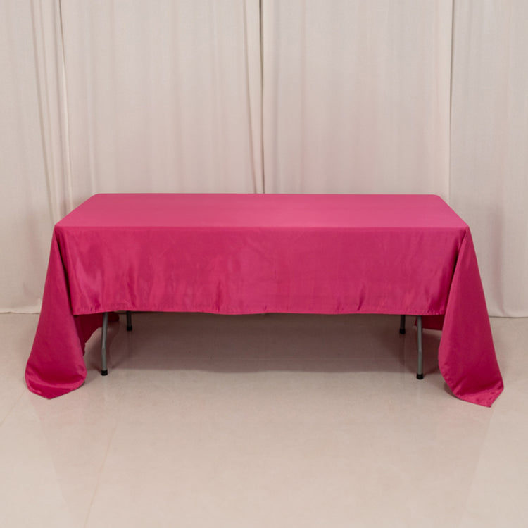 Fuchsia Hot Pink Seamless Lamour Satin Rectangle Tablecloth - 60x126inch